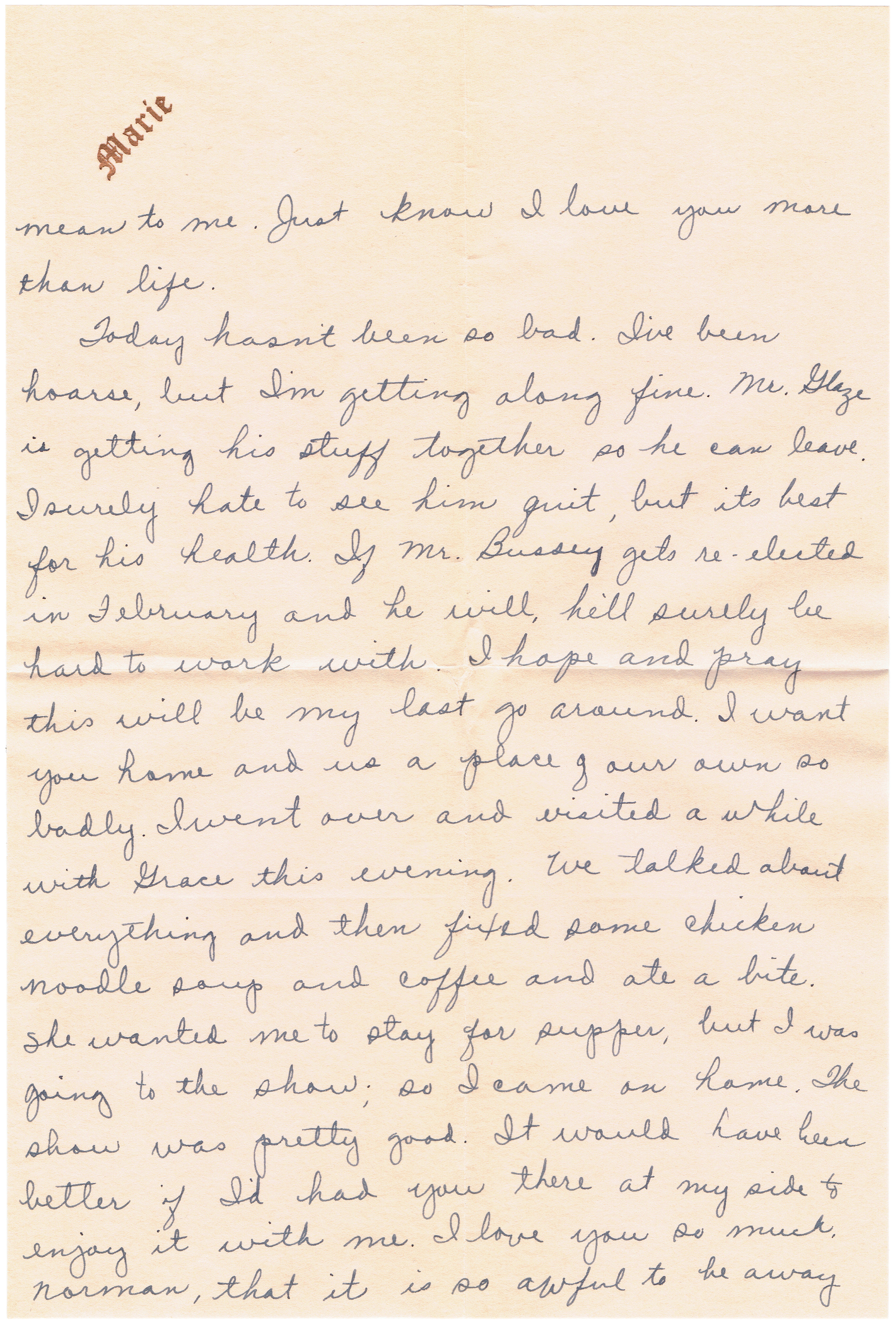 Letter Rex H. Hamby